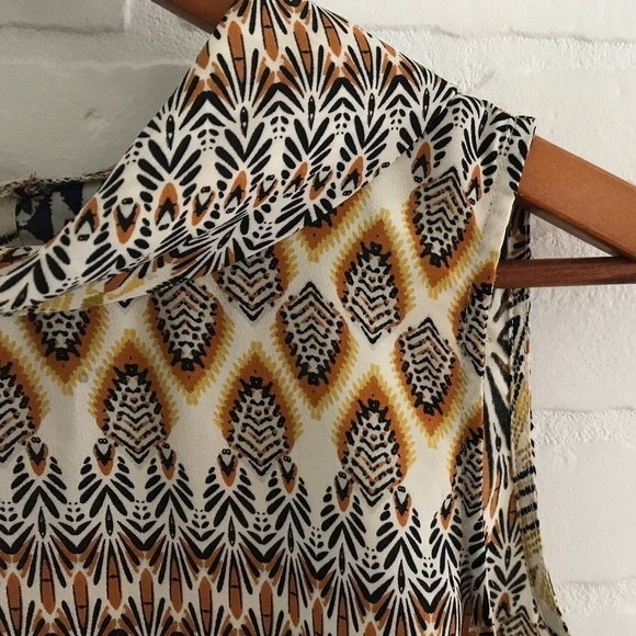 Mini Dress retro art deco print Swing Shift dress flowy Lightweight M - Picture 4 of 15